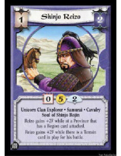 Shinjo Reizo  - Unicorn Clan Explorer * Samurai * Cavalry Soul of Shinjo Rojin Reizo gains +2F while at a Province that has a Re