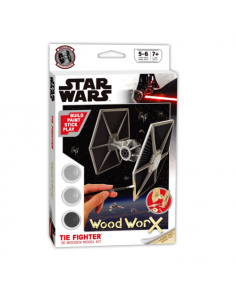 Maqueta Wood WorX caza Tie Fighter. Star Wars  - WOODWORX - Maqueta de madera para pintar Star Wars (Tie Fighter) 32 piezas, 3 p