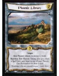 Phoenix Library FOIL  - Unique Bow Phoenix Library to produce 2 Gold. Reaction: Bow Phoenix Library after you attach a Spell fro