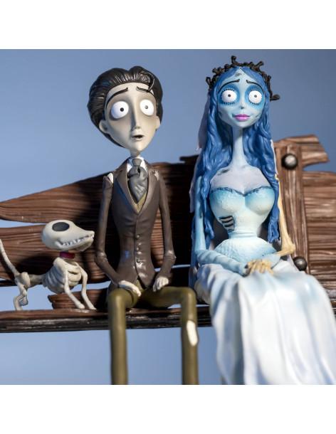Figures Collector Set La novia cadáver en banco con Víctor y Zero. Tim Burton  - 