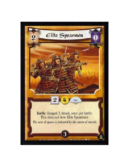 Elite Spearmen  - Battle: Once per battle, Elite Spearmen make a Ranged 2 Attack without bowing. 