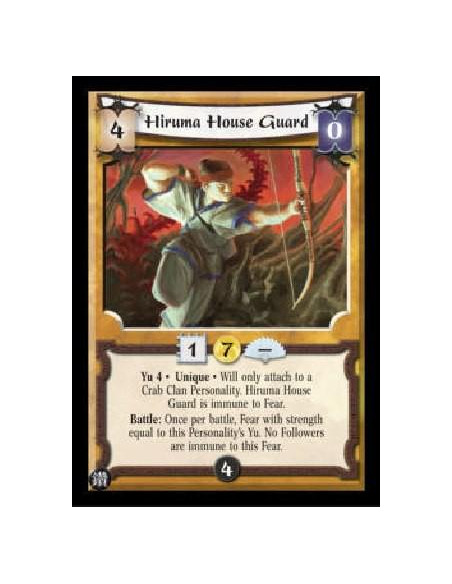 Hiruma House Guard  - Yu 4 *Unique * Will only attach to a Crab Clan Personality. Hiruma House Guard is immune to Fear. Battle: 
