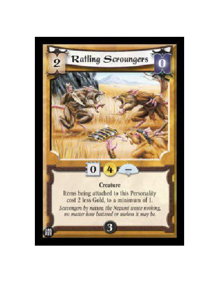 Ratling Scroungers  - Creature Items being attached to this Personality cost 2 less Gold, to a minimum of 1. 