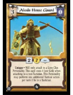Akodo House Guard FOIL  - Unique Will only attach to a Lion Clan Personality. This card costs 4 less Gold when attaching to a no