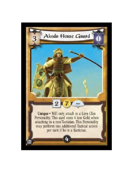 Akodo House Guard FOIL  - Unique Will only attach to a Lion Clan Personality. This card costs 4 less Gold when attaching to a no