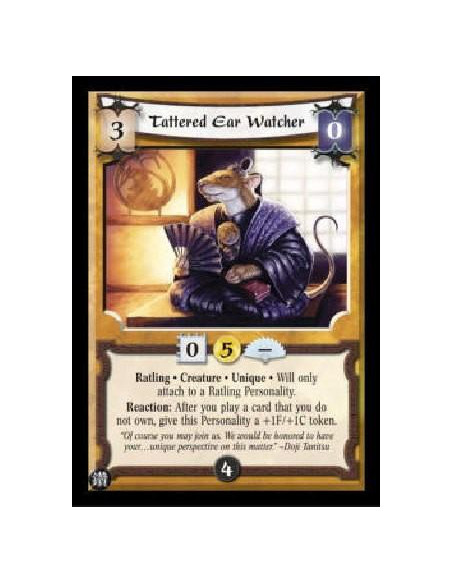 Tattered Ear Watcher FOIL  - Ratling * Creature * Unique * Will only attach to a Ratling Personality. Reaction: After you play a