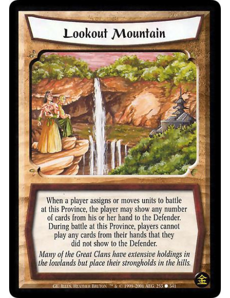 Lookout Mountain  - When a player is commiting or moving units into a battle at this Province, the player may show any number of