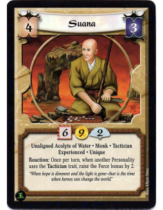 Suana Exp  - Unaligned Acolyte of Water. Monk. Tactician Experienced. Unique Reaction: Once per turn, when another personality u