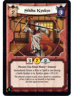 Shiba Kyukyo  - Phoenix Clan Ritual Master. Samurai. Immediately before a Kiho or Spell is cast during a battle Kyukyo is in, Ky