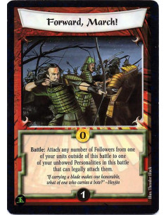 Forward, March  - Battle: Attach any number of followers from one of your units outside of this battle to one of your unbowed pe