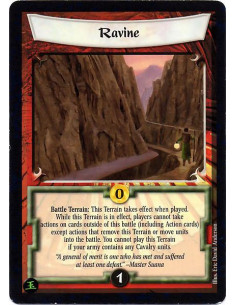 Ravine  - Battle Terrain: This terrain takes effect when played. While this terrain is in effect, players cannot take actions on