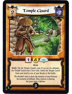 Temple Guard  - Monk Battle: Pay the Temple Guard's costs. If you are the defender, the Temple Guard costs 2 less Gold. Attach t