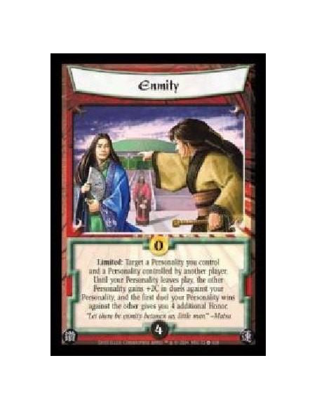 Enmity  - Limited: Target a Personality you control and a Personality controlled by another player. Until your Personality leave