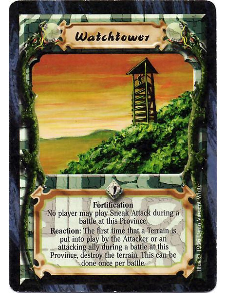Watchtower  - Fortification No player may play Sneak Attack during a battle at this Province. Reaction: Once per battle, after t