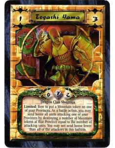 Togashi Yama  - Dragon Clan Shugenja Limited: Bow to put a Mountain token on one of your Provinces. As a battle action, you may 