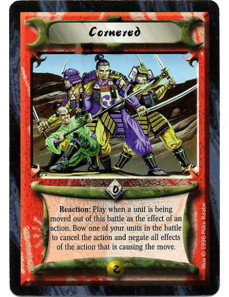 Cornered  - Reaction: Play when a unit is being moved out of this battle as the effect of an action. Bow one of your units in th