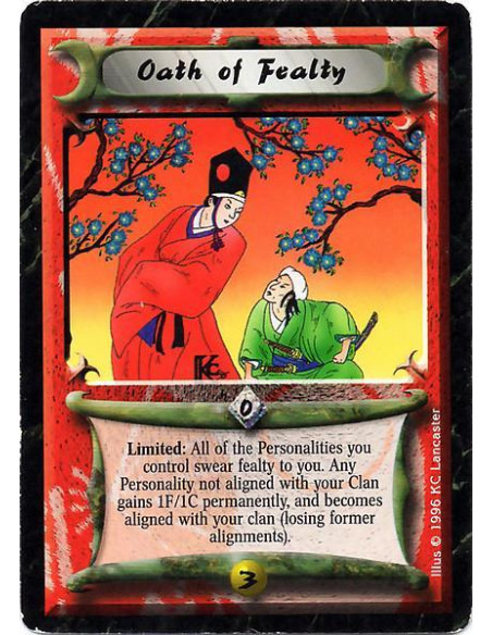 Oath of Fealty  - Limited: Your Personalities "swear fealty" to you. Each of your Personalities without your Faction's trait per