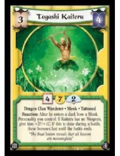 Togashi Kaiteru  - Dragon Clan Wanderer · Monk · Tattooed. Reaction: After he enters a duel, bow a Monk Personality you control: