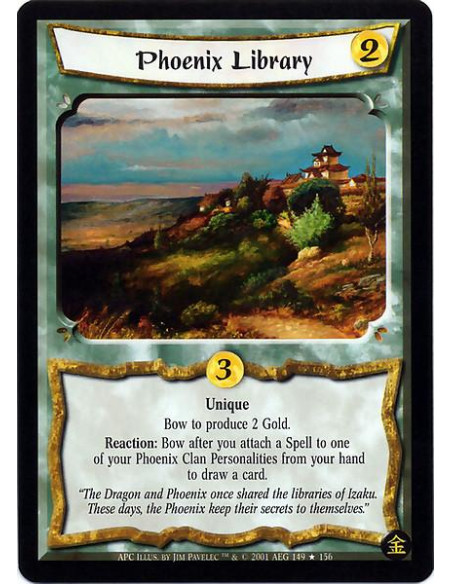 Phoenix Library  - Unique Bow Phoenix Library to produce 2 Gold. Reaction: Bow Phoenix Library after you attach a Spell from you