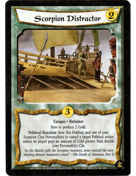 Scorpion Distractor FOIL  - Retainer. Unique Bow Scorpion Distracter to produce 2 Gold. Political Reaction: Bow Scorpion Distrac