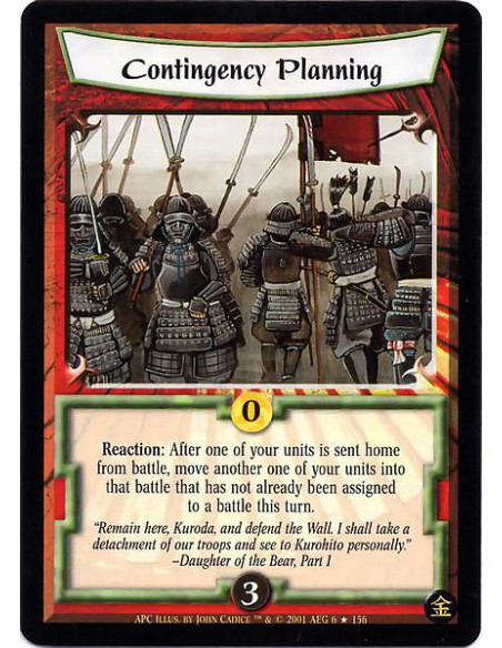 Contingency Planning  - Reaction : After one of your units has been sent home from battle, move another one of your units into t