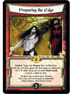 Preparing the Edge  - Limited: Target one Weapon Item or Claw Item. Until the end of the game, the item gives an additional +2F/