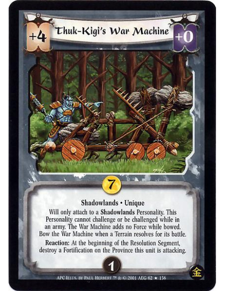 Thuk-Kigi's War Machine FOIL  - Unique. Shadowlands Will only attach to a Shadowlands Personality. This Personality cannot chall