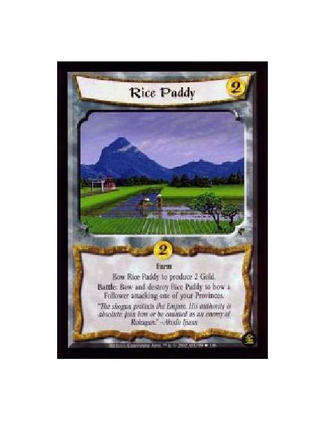Rice Paddy (French)  - Farm Bow Rice Paddy to produce 2 Gold. Battle: Bow and destroy Rice Paddy to bow a Follower attacking one