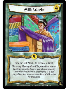 Silk Works  - Bow this card: Produce 4 Gold.