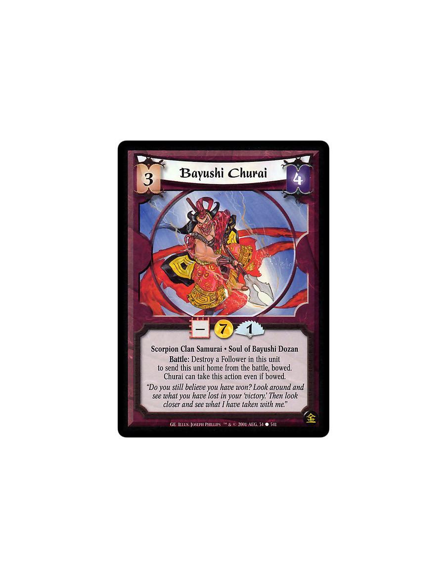 Bayushi Churai  - Scorpion Clan Samurai. Soul of Bayushi Dozan Battle: Destroy a Follower in this unit to send this unit home fr