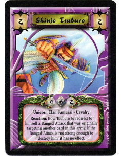Shinjo Tsuburo  - Unicorn Clan Samurai. Cavalry. Experienced. Unique Reaction: Cancel a Ranged Attack that is targeting Tsuburo.