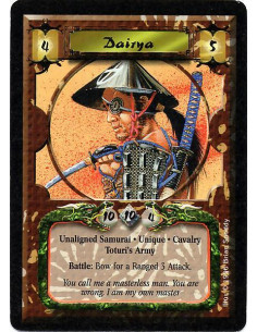 Dairya  - Samurai. Unaligned. Cavalry Battle: Bow for a strength 3 Ranged attack. (Errata: Unique, has Toturi's Army trait.)
