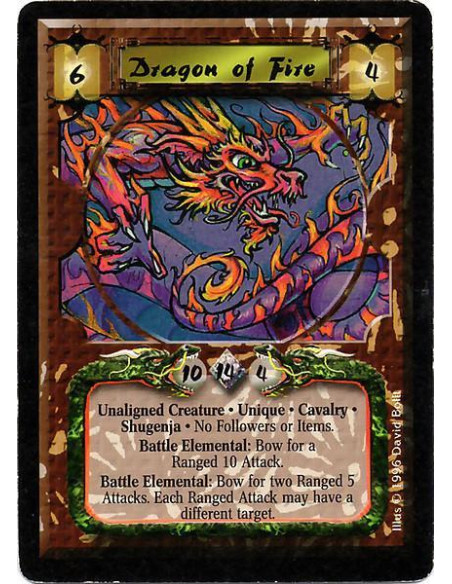 Fire Dragon  - Unaligned Creature · Shugenja · Cavalry · Unique. Cannot attach Followers or Items. Elemental Battle: Bow Fire Dr