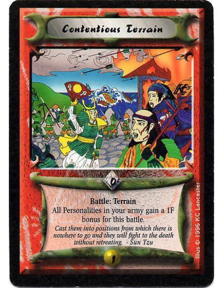 Contentious Terrain  - Delayed Terrain Battle: Each Personality in your army gains +1F until the battle ends.