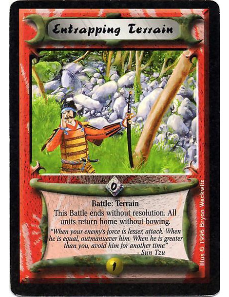 Entrapping Terrain  - Delayed Terrain Battle: This battle ends without resolution. All units go home without bowing.