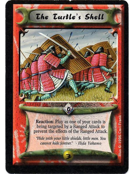 The Turtle's Shell  - Reaction: Play as one of your cards is being targeted by a Ranged Attack to prevent the effects of the Ran