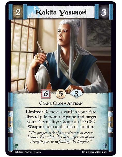 Kakita Yasunori (Spanish)  - Crane Clan • ArtisanLimited: Remove a card in your Fate discard pile from the game and target your 
