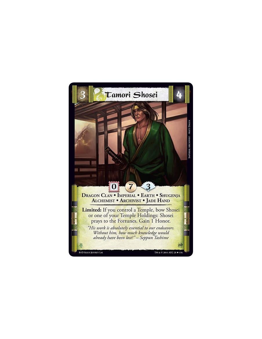 Tamori Shosei  - Dragon Clan • Imperial • Earth • Shugenja • Alchemist • Archivist • Jade HandLimited: If you control a Temple, 