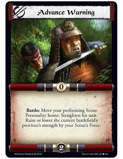 Advance Warning (Spanish)  - Battle: Move your performing Scout Personality home: Straighten his unit. Raise or lower the curren