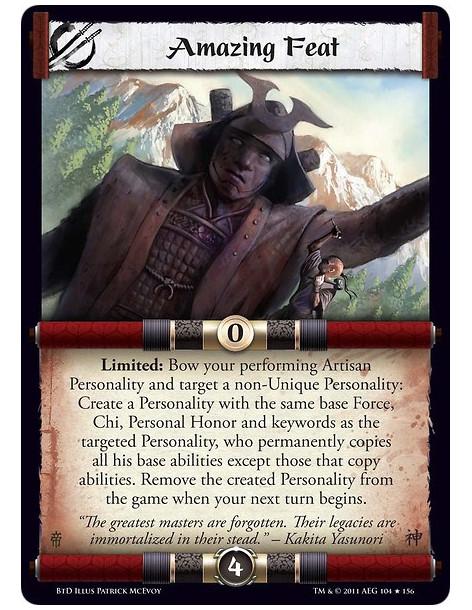 Amazing Feat (Español)  - Limited: Bow your performing Artisan Personality and target a non-Unique Personality: Create a Persona