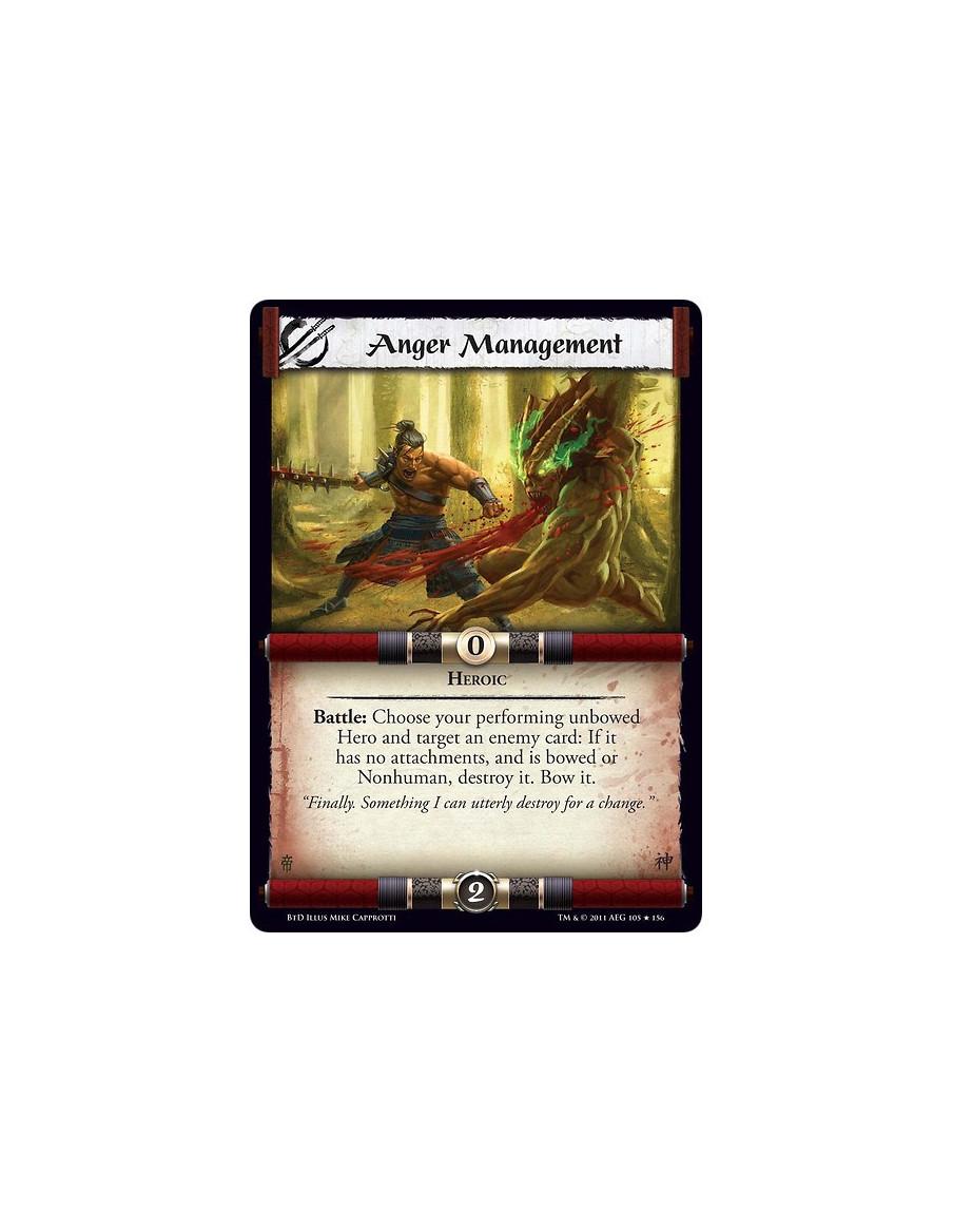 Anger Management (Español)  - HeroicBattle: Choose your performing unbowed Hero and target an enemy card: If it has no attachmen