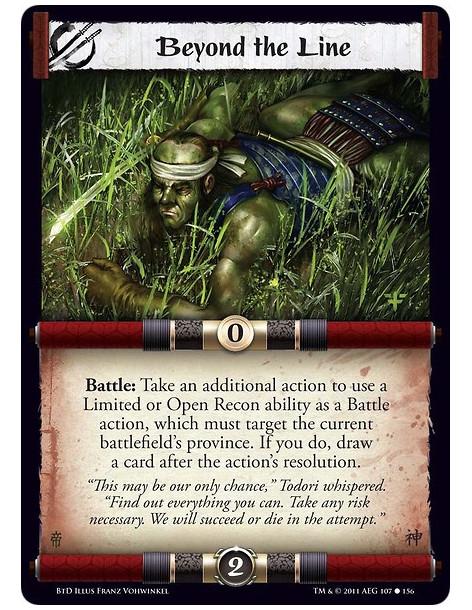 Beyond the Line (Spanish)  - Battle: Take an additional action to use a Limited or Open Recon ability as a Battle action, which 