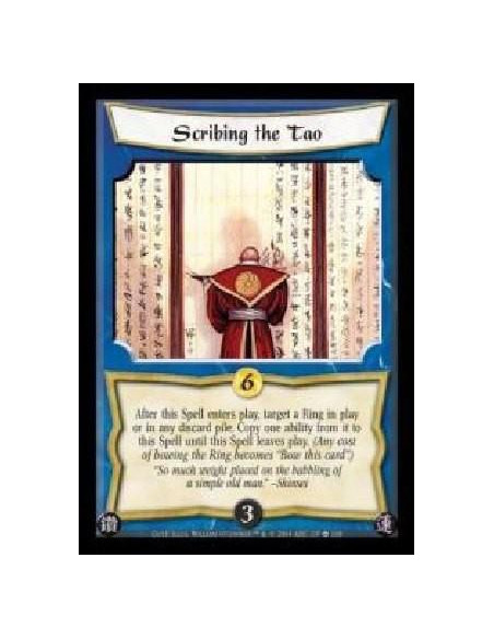 Scribing the Tao  - After this Spell enters play, target a Ring in play or in any discard pile. Copy one ability from it to this