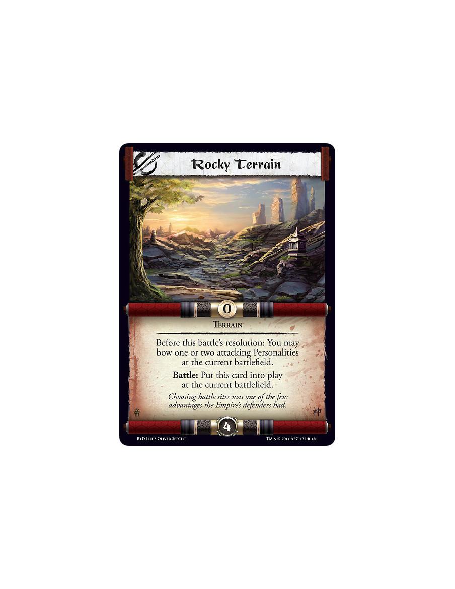 Rocky Terrain (Español)  - TerrainBefore this battle’s resolution: You may bow one or two attacking Personalities at the current