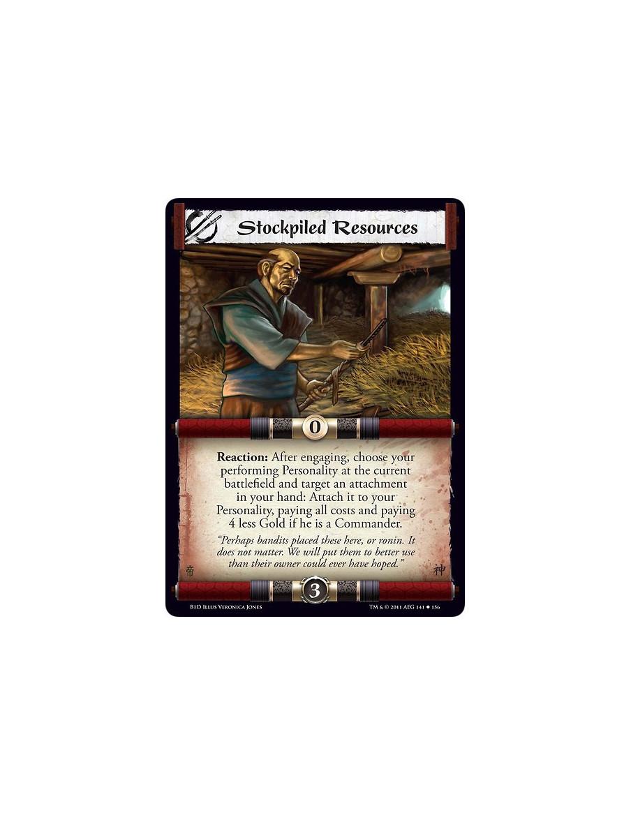 Stockpiled Resources (Spanish)  - Reaction: After engaging, choose your performing Personality at the current battlefield and ta