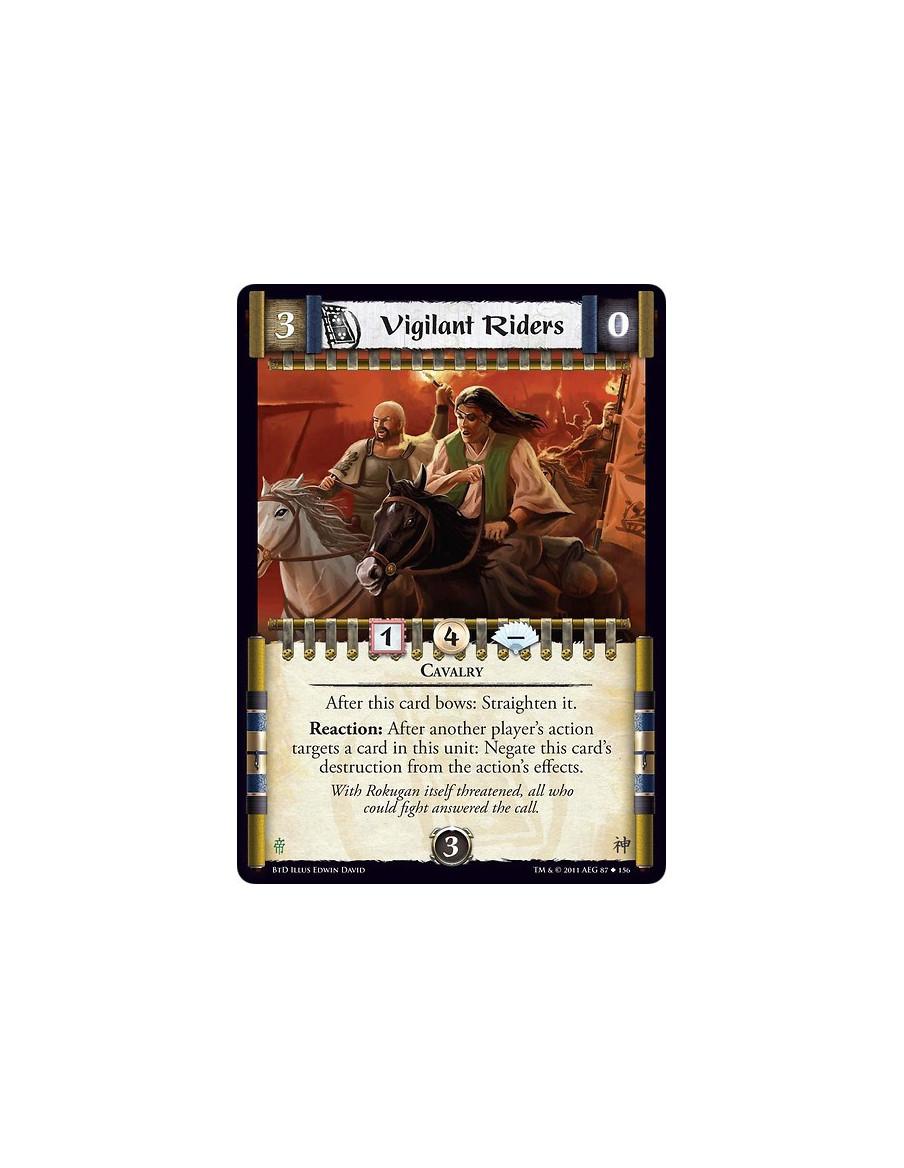 Vigilant Riders  - CavalryAfter this card bows: Straighten it.Reaction: After another player’s action targets a card in this uni