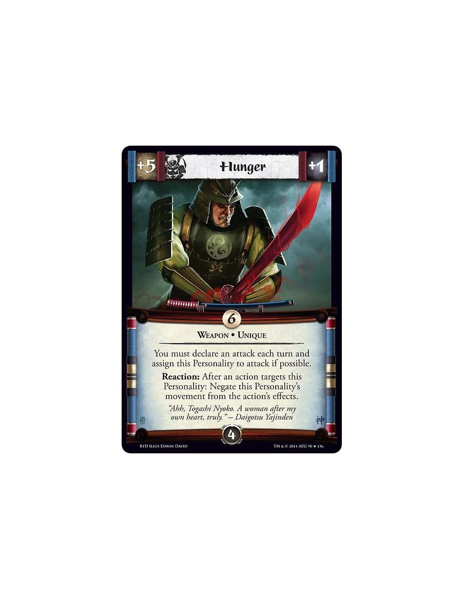 Hunger (Spanish)  - Weapon • UniqueYou must declare an attack each turn and assign this Personality to attack if possible. React
