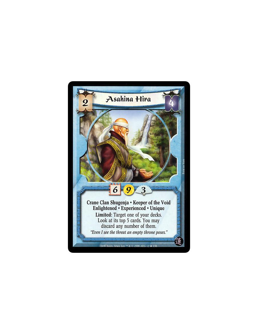 Asahina Hira Exp FOIL (Spanish)  - Crane Clan Shugenja · Keeper of the Void · Enlightened · Experienced · Unique. Limited: Targe