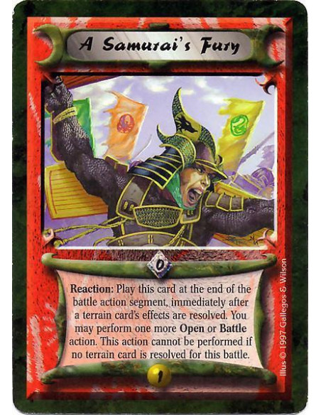 A Samurai's Fury  - Reaction: After resolving Delayed Terrains (if any), target a Samurai you control at the current battlefield