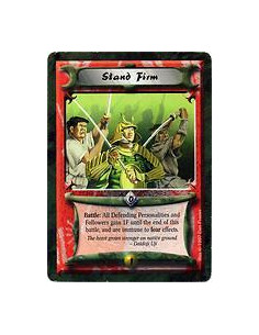 Stand Firm  - Battle: Each Defending Personality and Defending Follower gains +1F and is immune to Fear until this battle ends.